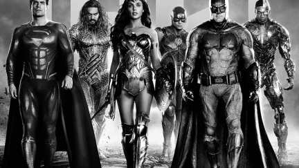 A team of superheros stands poised for action in 'Justice League' Snyder Cut poster.