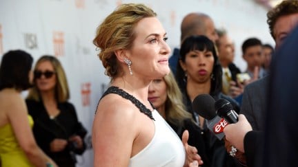 Kate Winslet talking to the press at TIFF