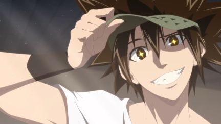 Mori Jin removing his eye cover from The God of High School anime.