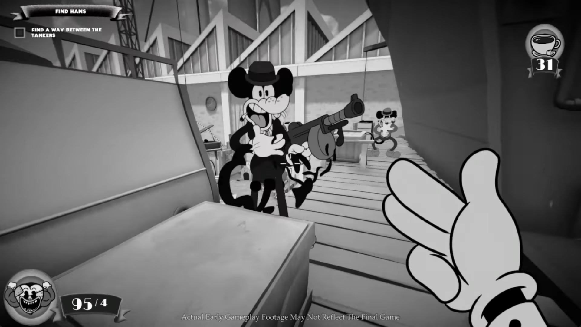 Shooting with finger guns at the dock in "Mouse" teaser, test footage. 