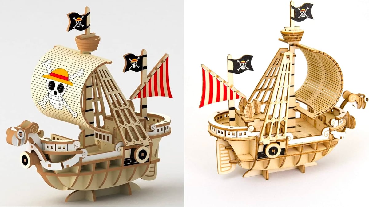 A wooden 3D puzzle based on the pirate ship in 'One Piece'