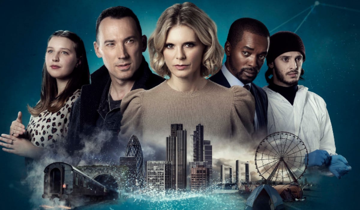 From left to right: Rhiannon May as Cara Connelly, David Caves as Jack Hodgson, Emilia Fox as Dr. Nikki Alexander, Aki Omoshaybi as Gabriel Folukoya, and Alastair Michael as Velvy Schur in a Silent Witness promo poster.