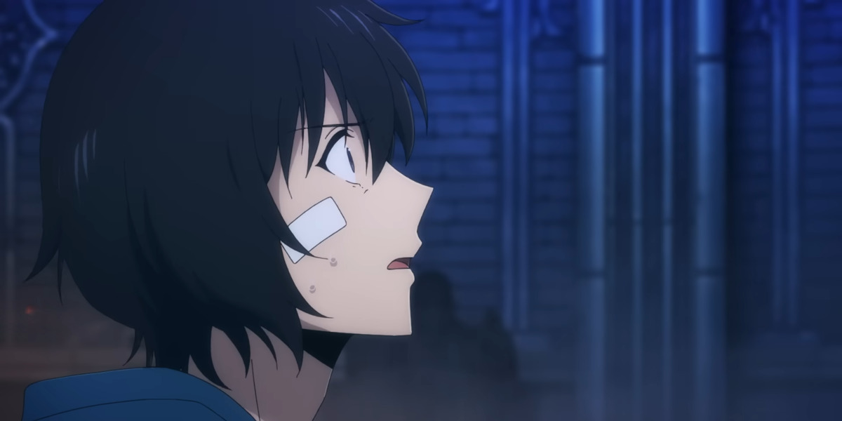 Sung Jinwoo during his fight in the first dungeon of the series from Solo Leveling anime trailer 3