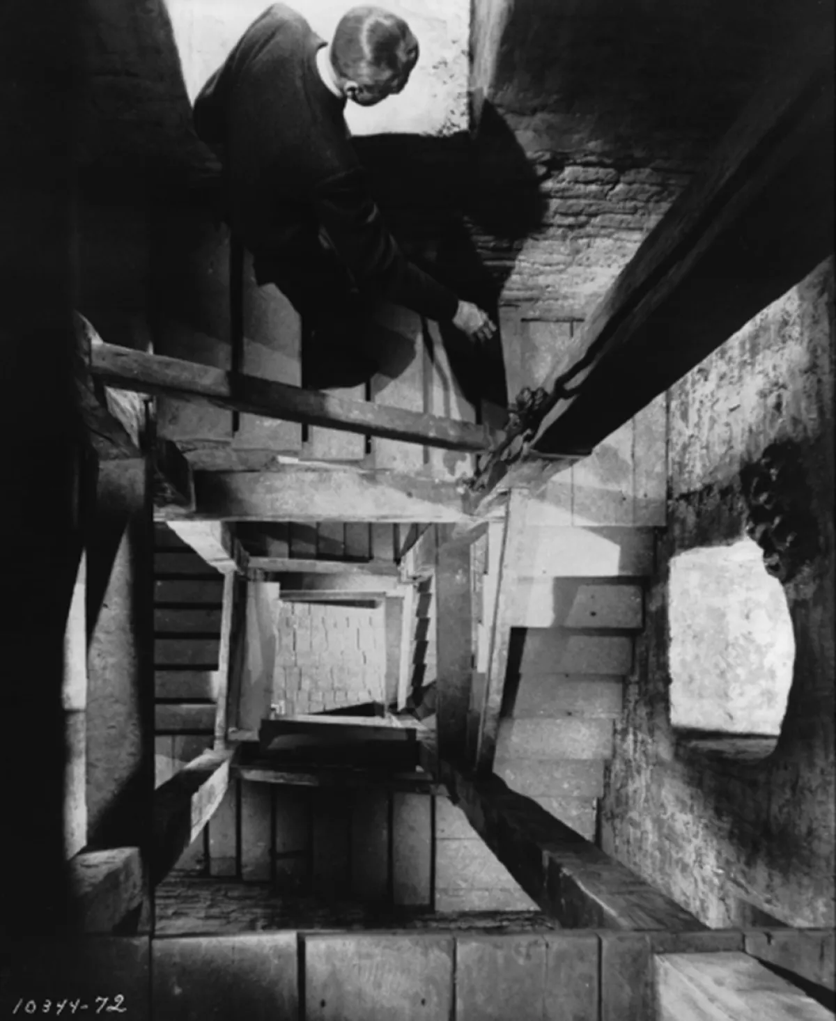 the stairwell in 'Vertigo' by Alfred Hitchcock