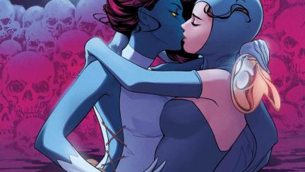 Mystique and Destiny embrace on the cover of 'X-Men.'