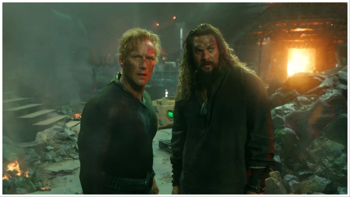 Orm (Patrick Wilson) and Aquaman (Jason Momoa) stand side by side in 'Aquaman and the Lost Kingdom'.