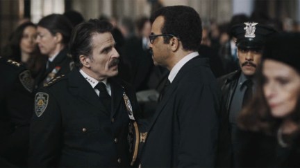 Con O'Neill as Chief Mackenzie Bock in the Batman talking to Gordon