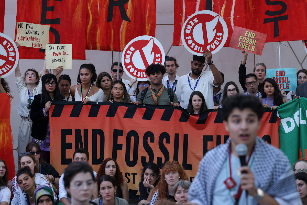 Climate activists protest to demand a phase out of fossil fuels
