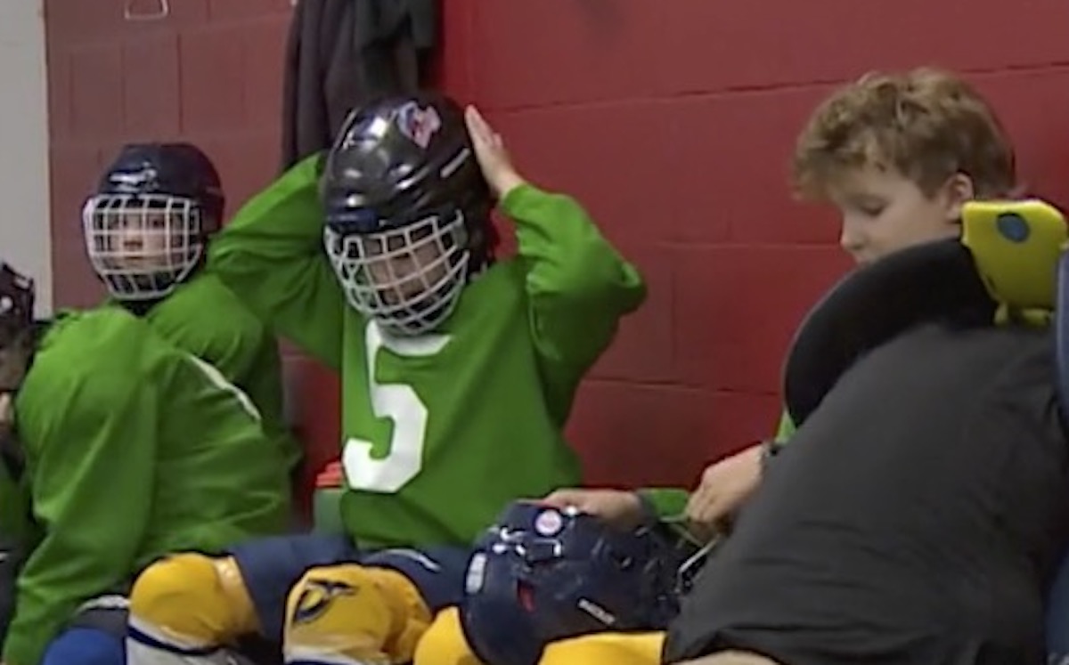 Hockey Canada players in the locker room.