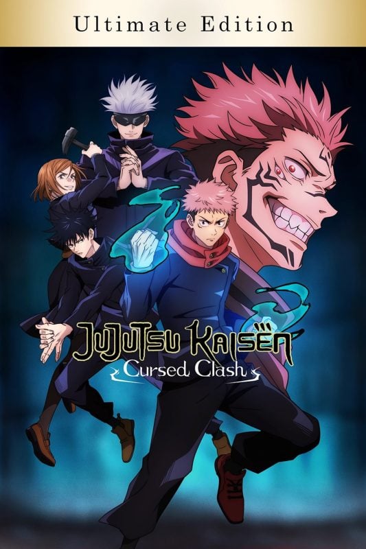 Cover art for Jujutsu Kaisen Curse Clash Ultimate edition, depicting five jujutsu sorcerers