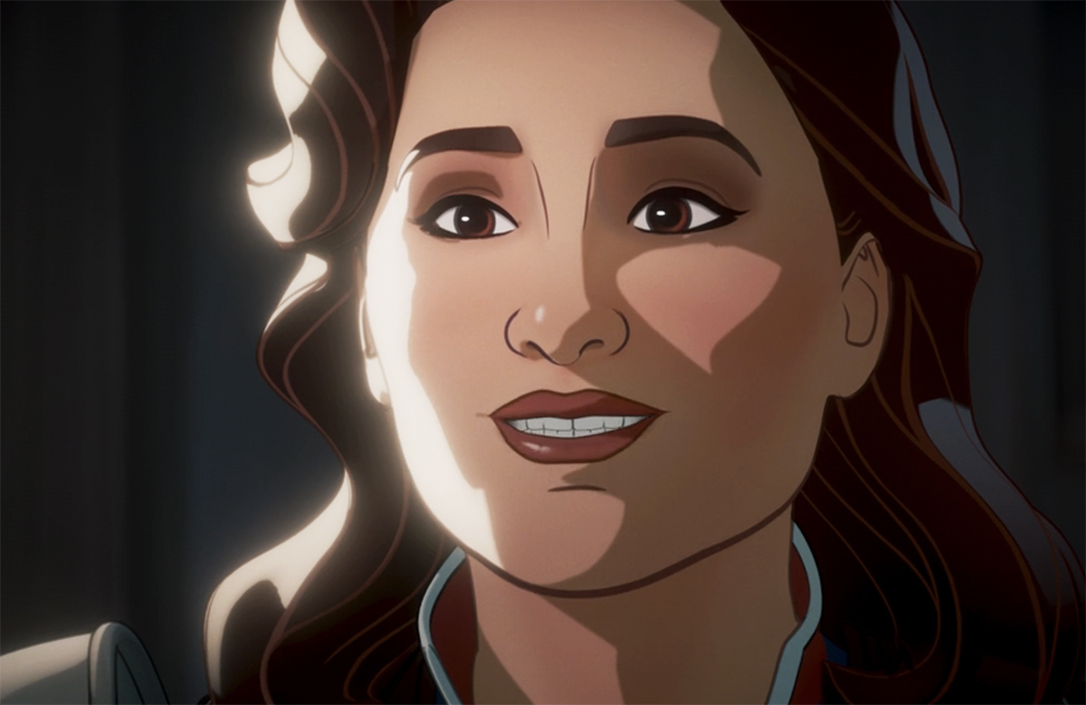 Peggy Carter standing and smiling in What If