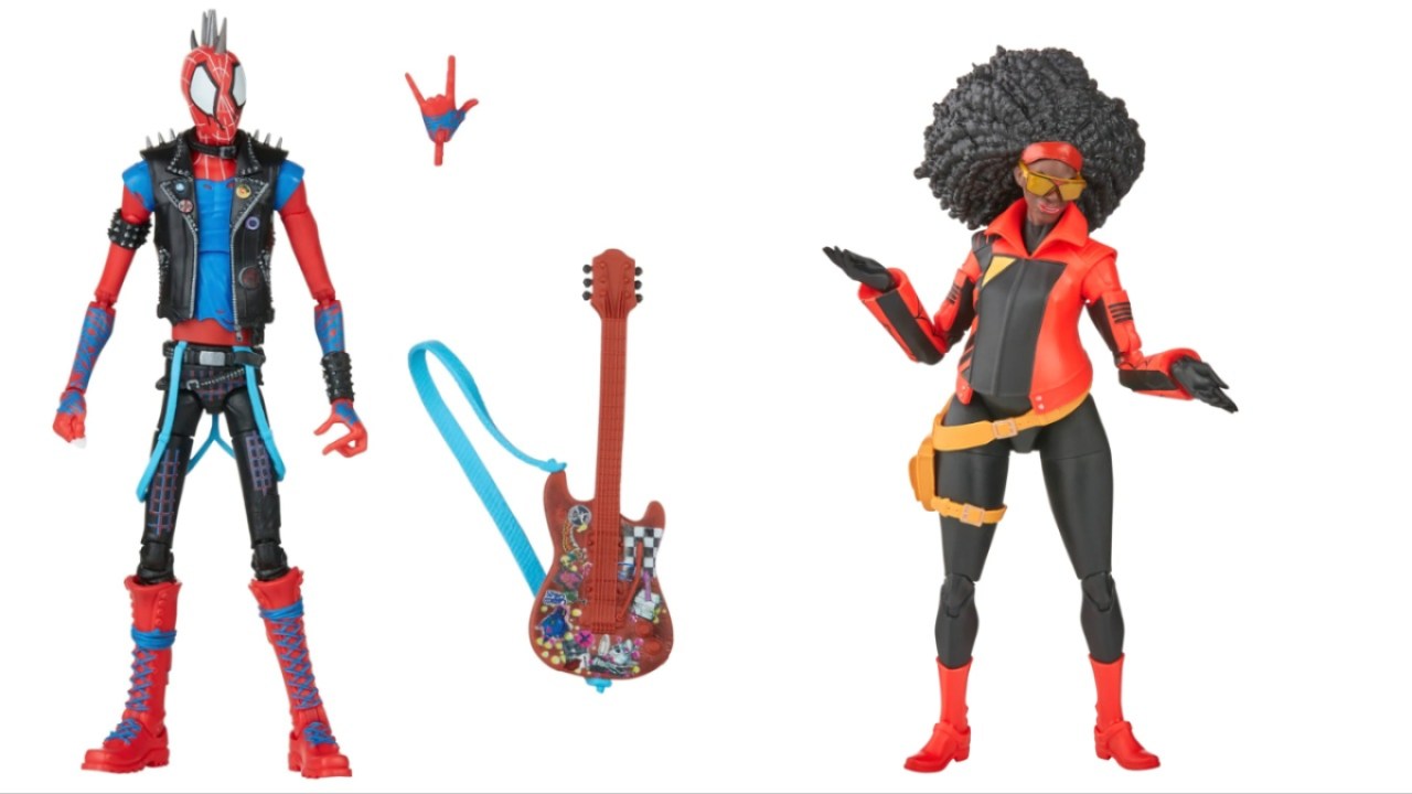 Marvels Legends series action figures of Spider-Punk/Hobie Brown and Jessica Drew/Spider-Woman