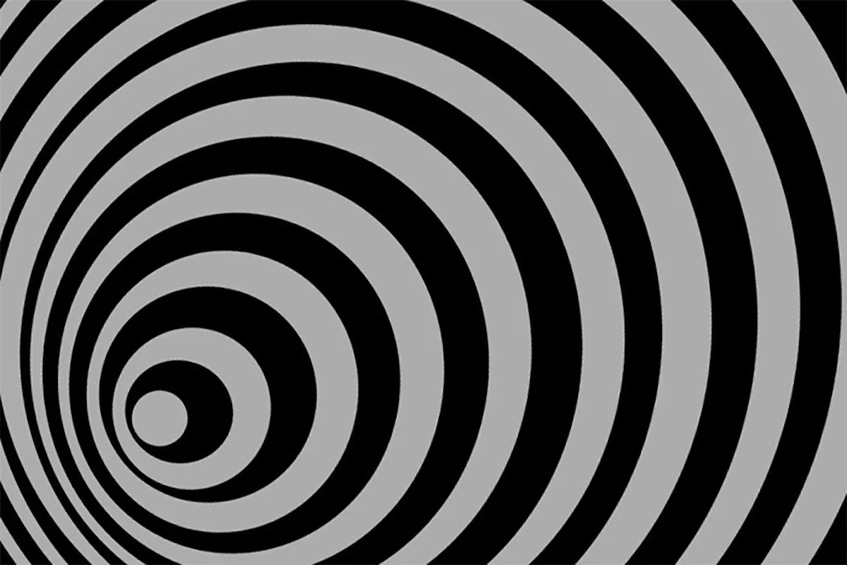 A sprawling black and white spiral associated with The Twilight Zone