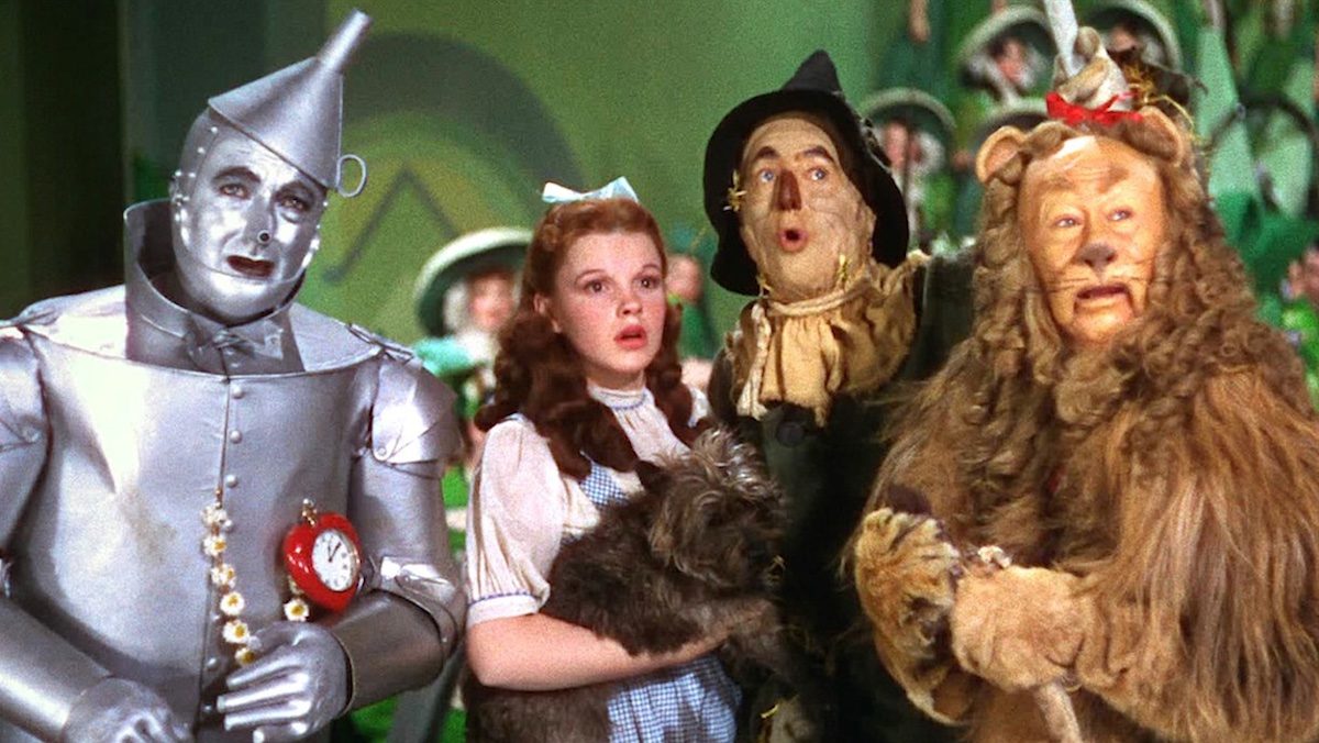 The Tin Man, Dorothy, Toto, the Scarecrow, and the Cowardly Lion from The Wizard of Oz (1939)