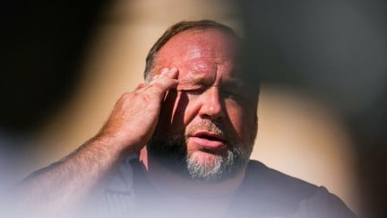 Alex Jones looking quite stressed out.