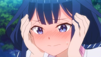 Anime girl blushing profusely