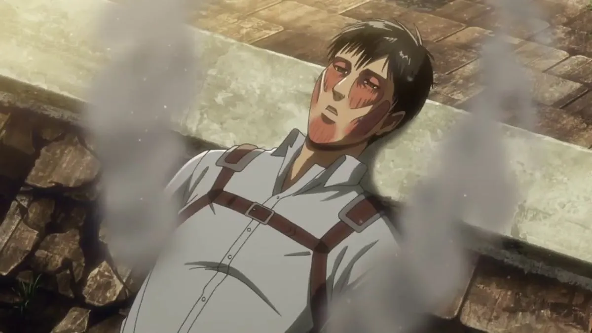 Bertholdt moments before he was fed to Armin from Attack on Titan