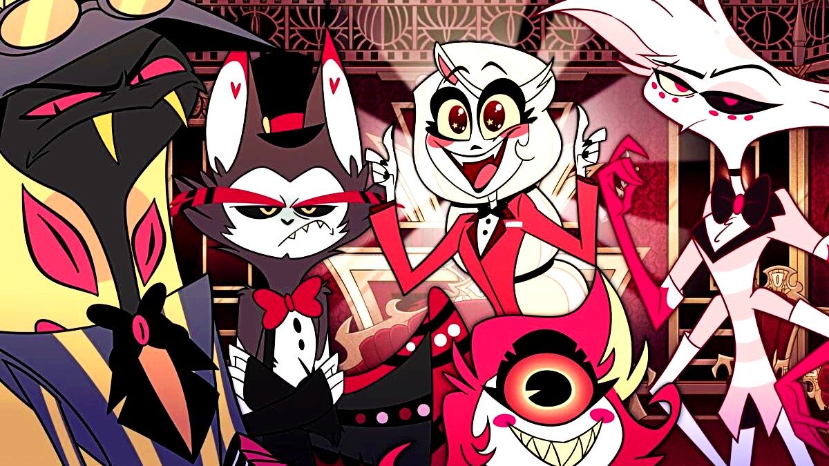 Charlie Morningstar (voiced by Erika Henningsen) with her friends in Hazbin Hotel