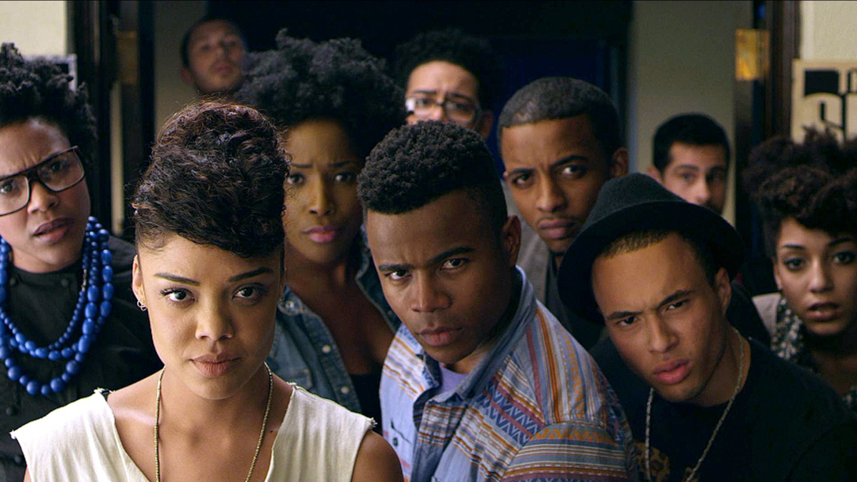 Tessa Thompson, Brandon P. Bell, and the cast of 'Dear White People'