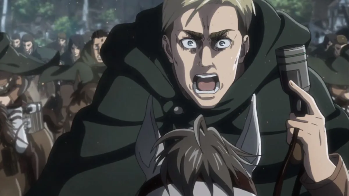Erwin Smith leading the scouts to their deaths against Zeke.