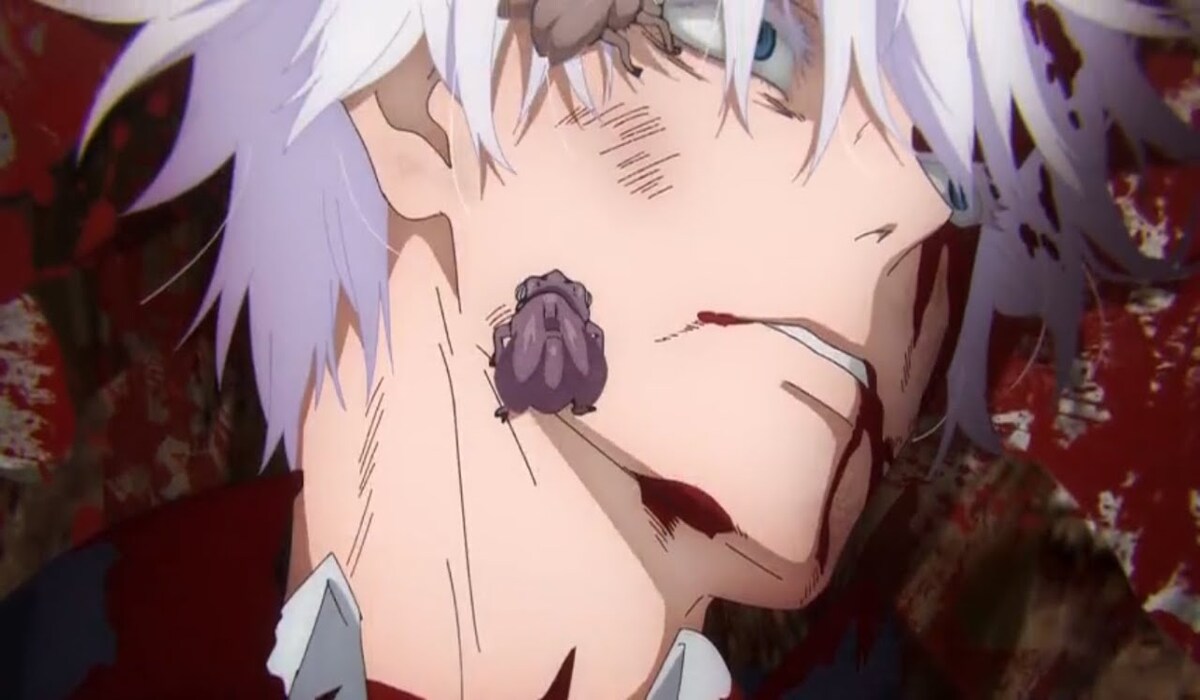 Dead and bloody Gojo Satoru after fighting Toju Fushiguro in Jujutsu Kaisen Season 2