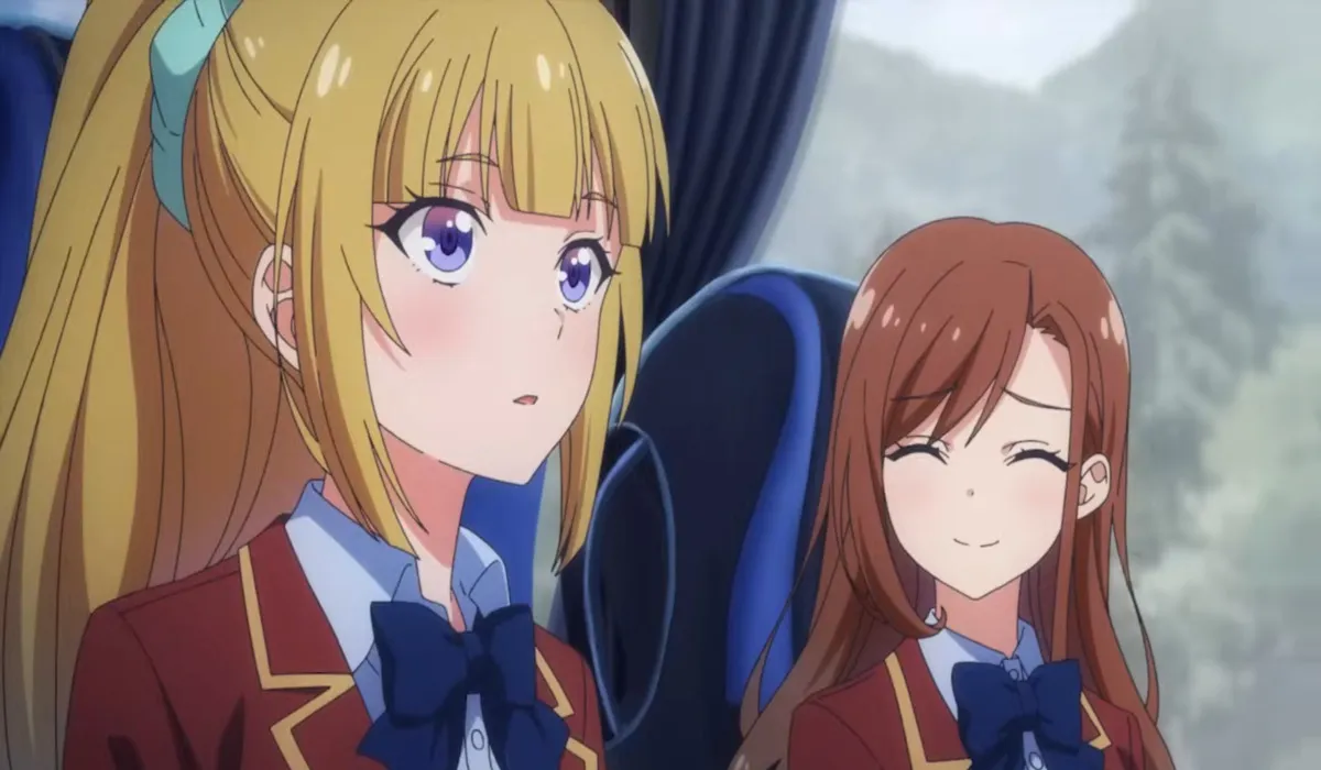 Kei and Chiaki on the way for the Special Exam in the first episode of Classroom of the Elite Season 3.