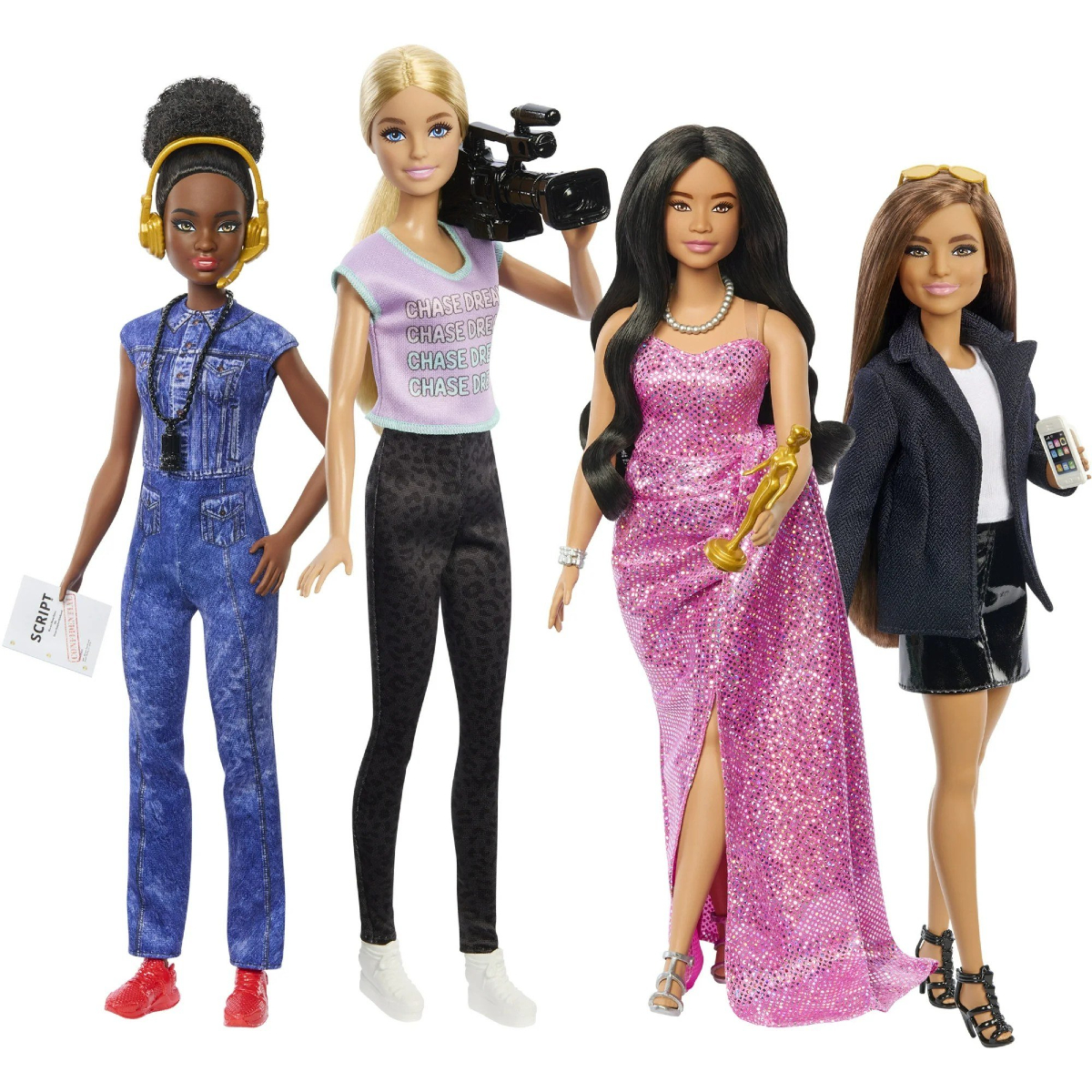 Barbie Career of the Year 2024: Women in Film set includes Director Barbie, Cinematographer Barbie, Movie Star Barbie, and Studio Executive Barbie