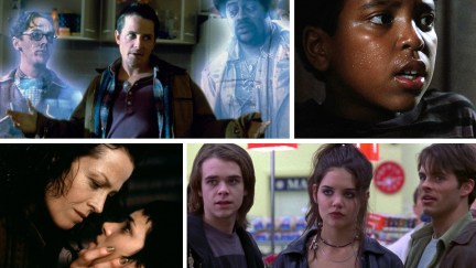 A collage featuring some of the most underrated horror movies of the 90s (clockwise from top left): 'The Frighteners,' 'The People Under the Stairs,' 'Disturbing Behavior,' and 'Alien Resurrection'