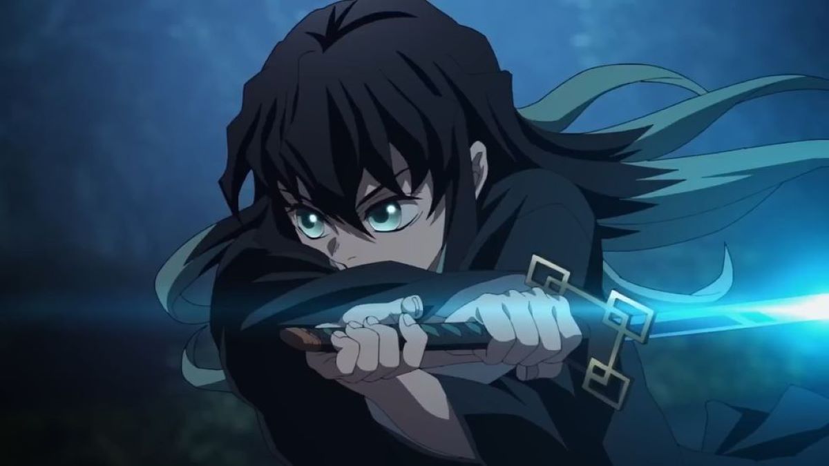 Muichiro drawing his sword to save a villager from Demon Slayer Season 4