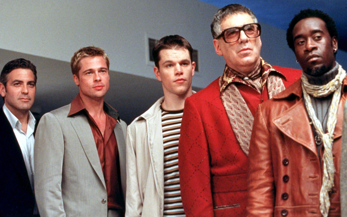 George Clooney, Brad Pitt, Matt Damon, Elliott Gould, and Don Cheadle in 'Ocean's Eleven'