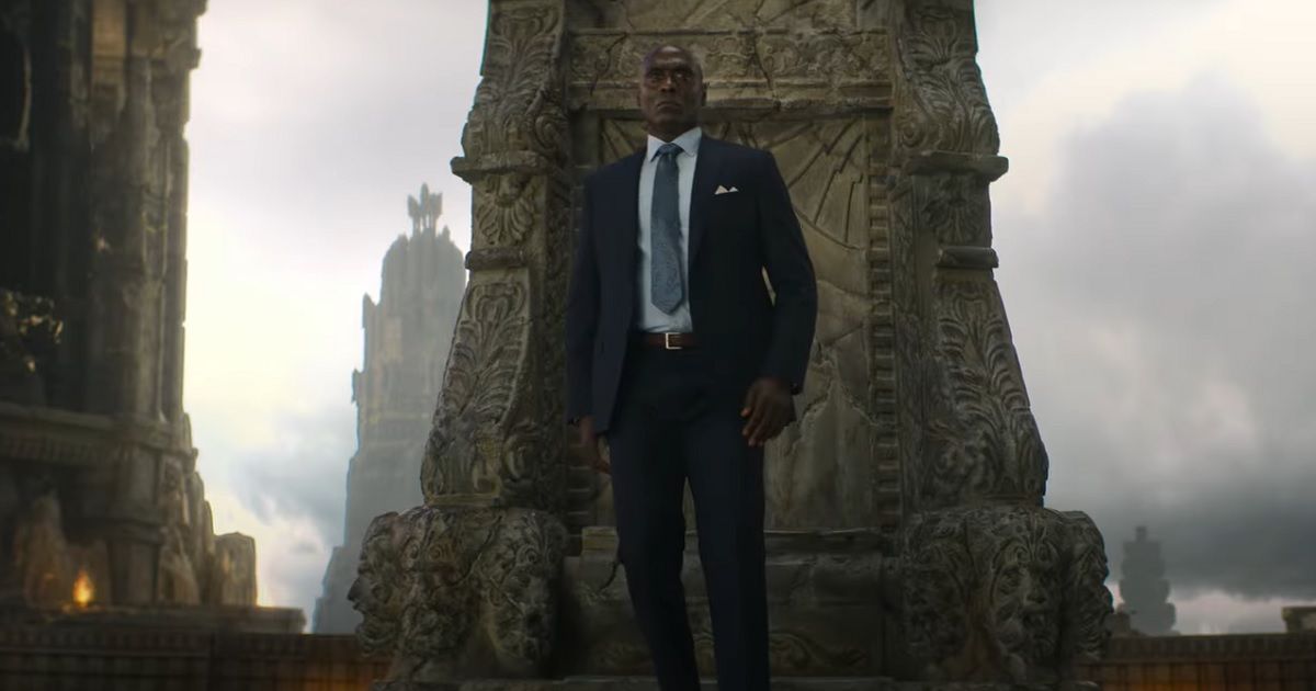 Lance Reddick as Zeus in the season finale of Percy Jackson and The Olympians