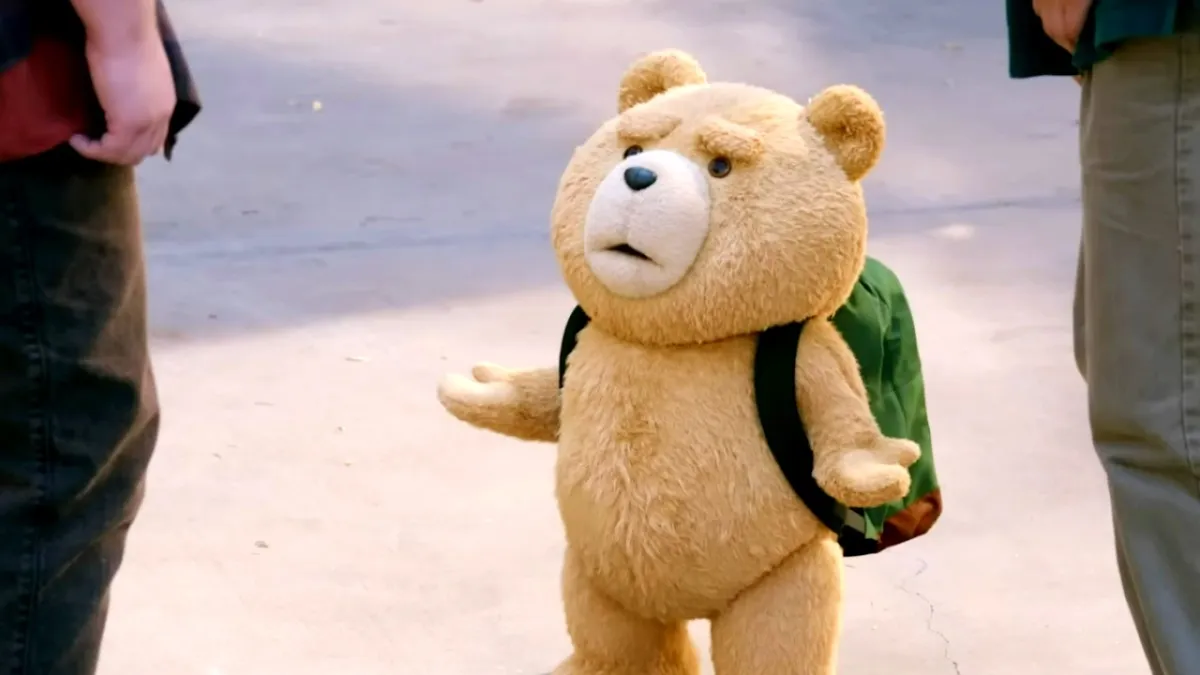 Ted (Seth MacFarlane) shrugging in Ted