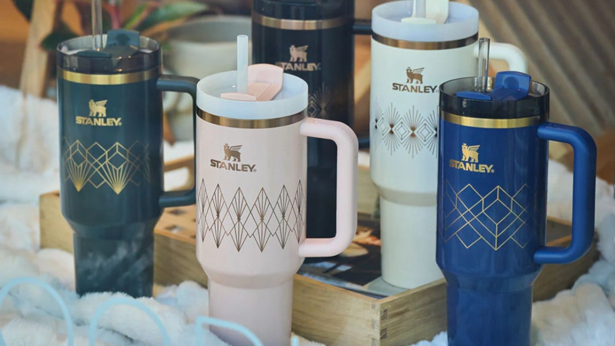 A series of tumblers from Stanley, available for sale