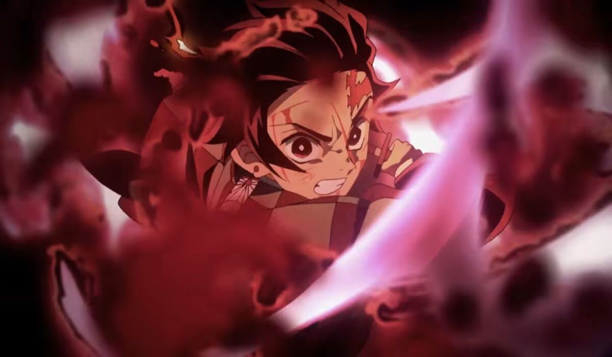 Tanjiro's sun breathing form during Demon Slayer's promotional reel.