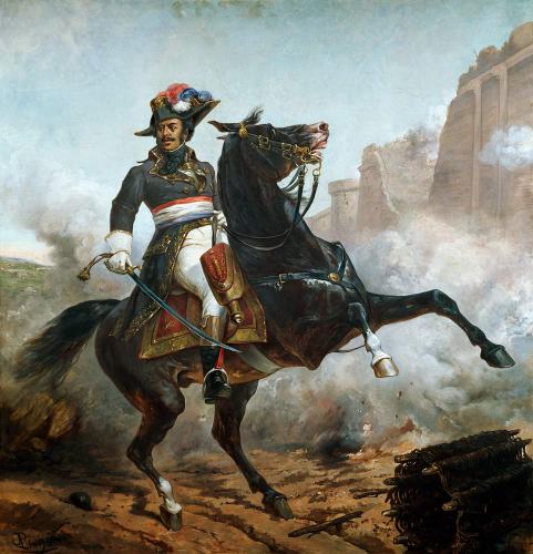 1883 posthumous painting of Thomas Alexandre Dumas  riding a horse. 