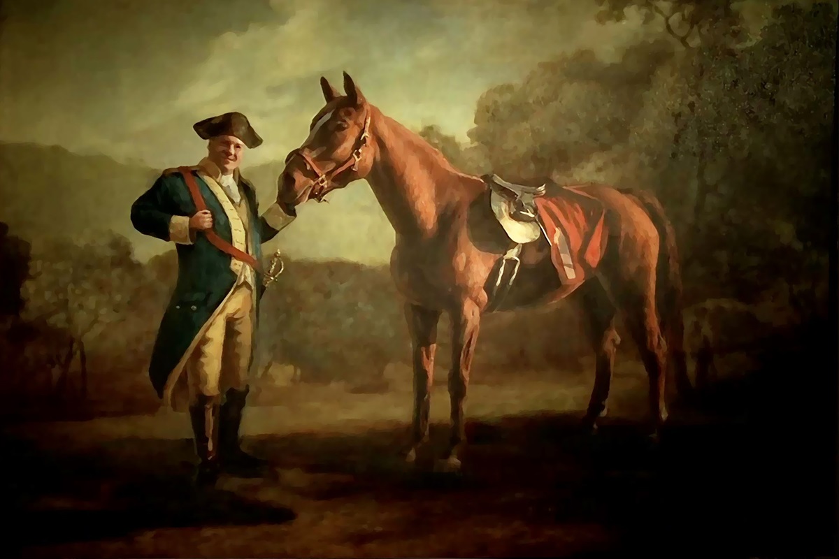 A painting of a general (James Gandolfini as Tony Soprano) standing with a horse