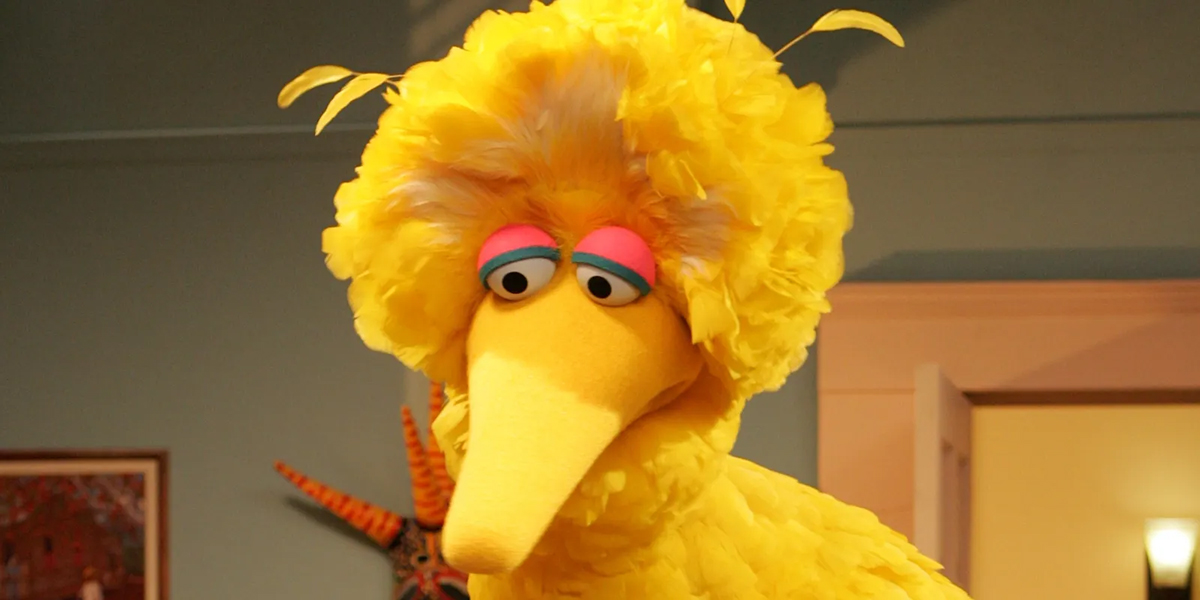 Big Bird looking really upset