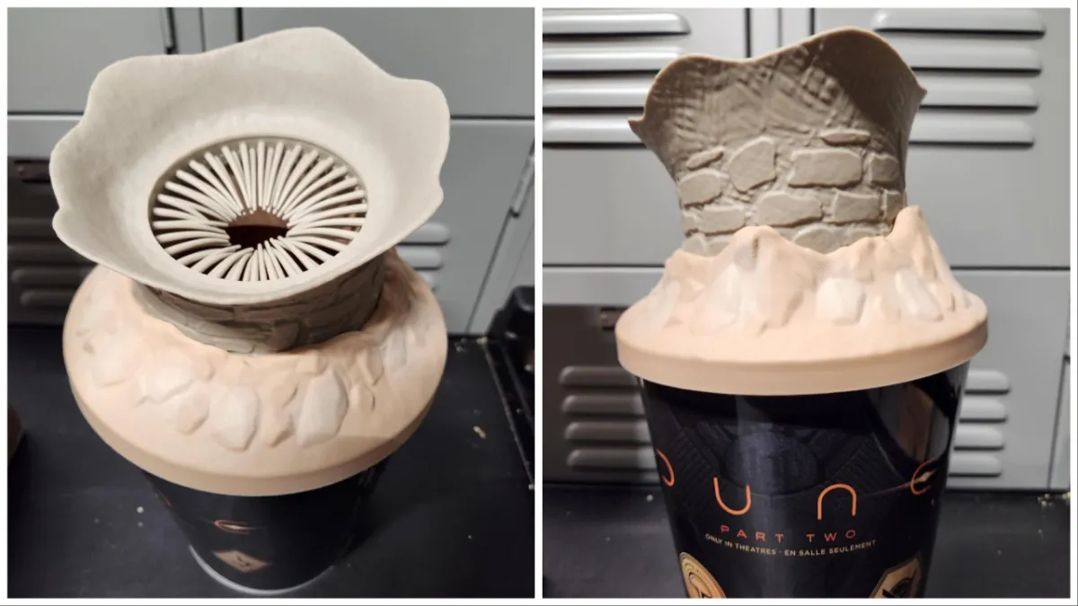 The popcorn bucket for 'Dune 2' features a sandworm mouth that looks like a butthole.