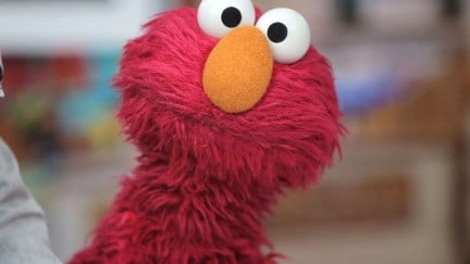 Elmo staring at the camera looking annoyed
