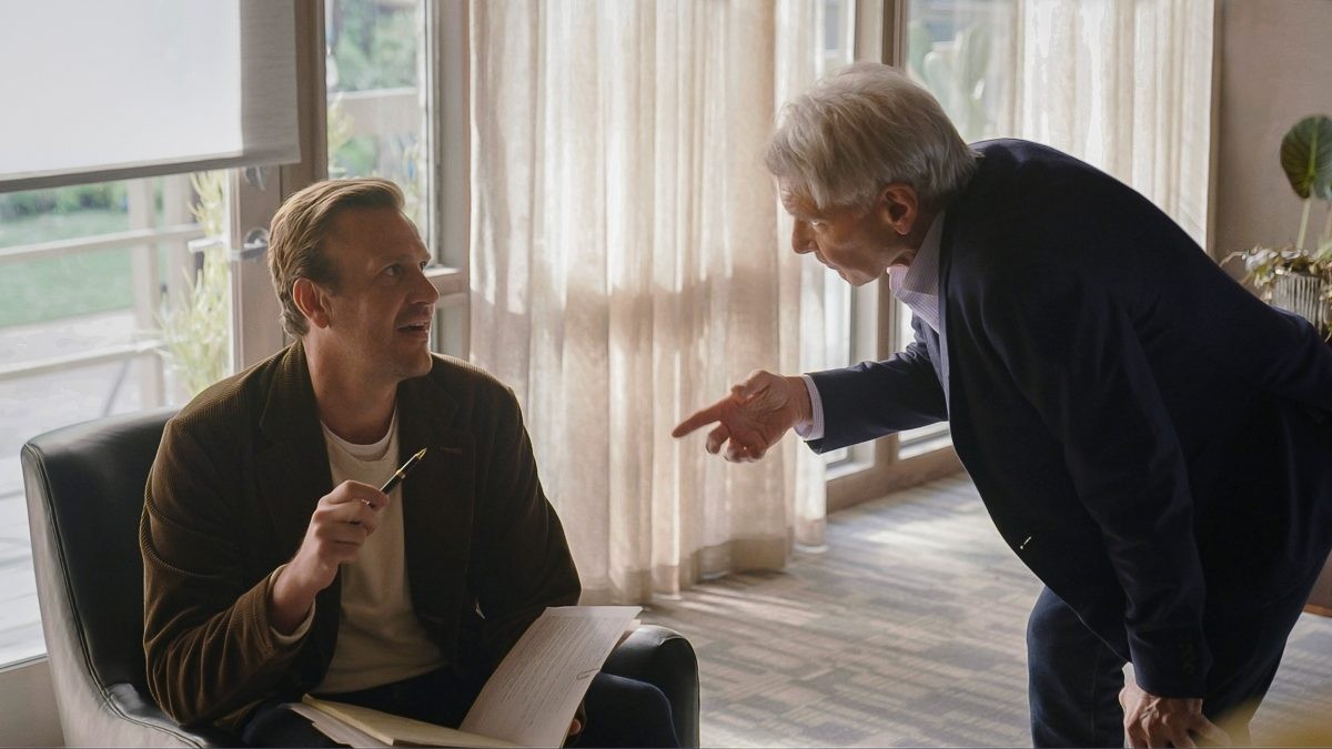 Harrison Ford talking to Jason Segel in Shrinking