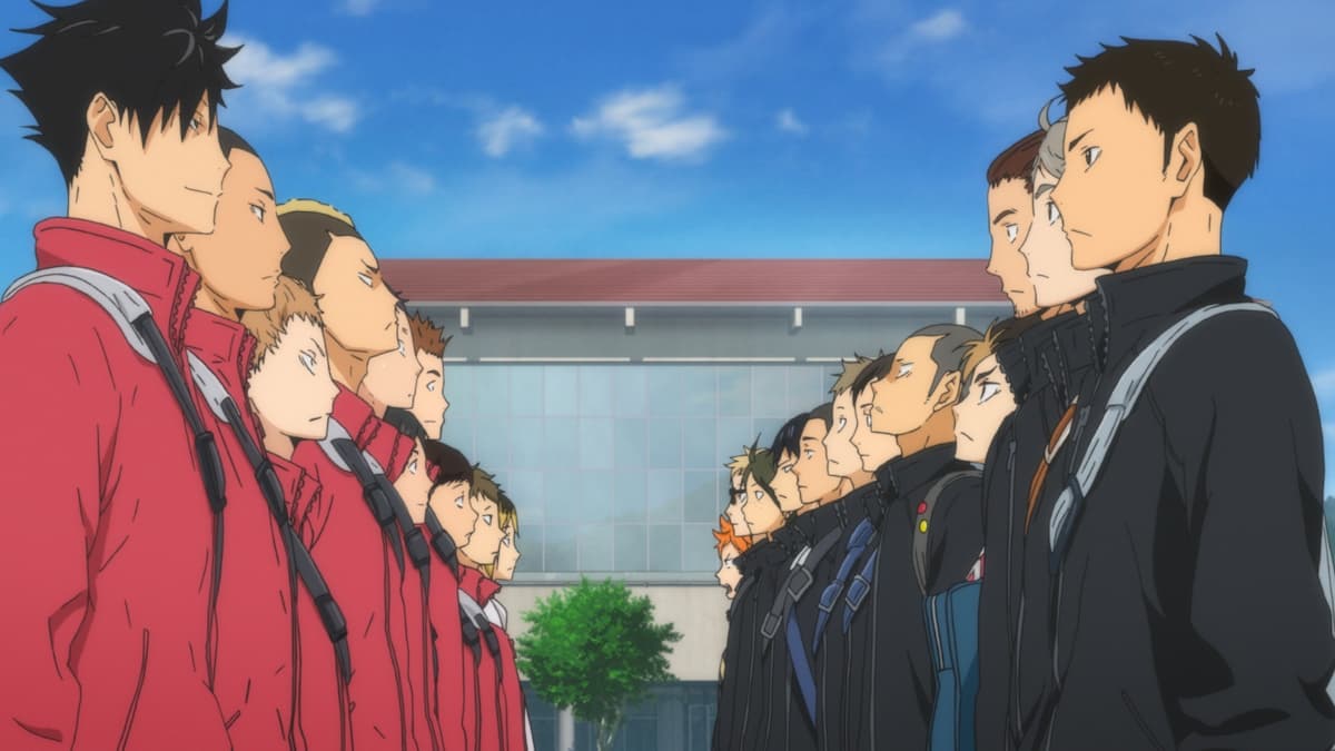 Karasuno and Nekoma size each other up in Haikyuu!! Movie Battle at the Garbage Dump
