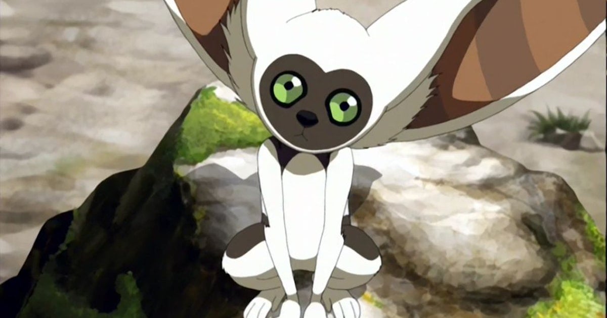Momo looks up at the camera in the Last Airbender animated series.