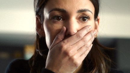 Michelle Keegan looks shocked as Maya Stern in Netflix's 'Fool Me Once'