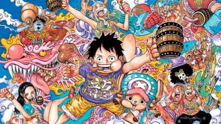 Oda's Year of the Dragon color spread for One Piece