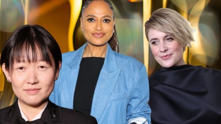 Photo collage of three female directors: Celine Song, Ava DuVernay, and Greta Gerwig.