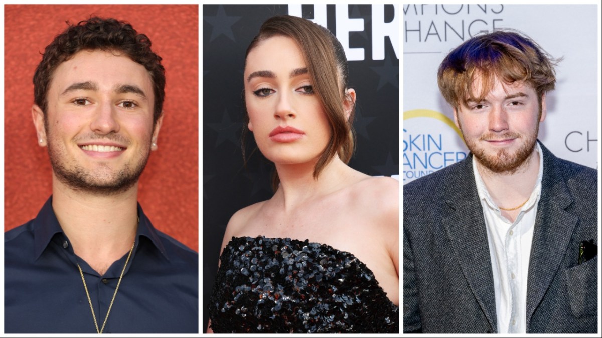 Close up images of Gabriel LaBelle, Rachel Sennott, and Cooper Hoffman.