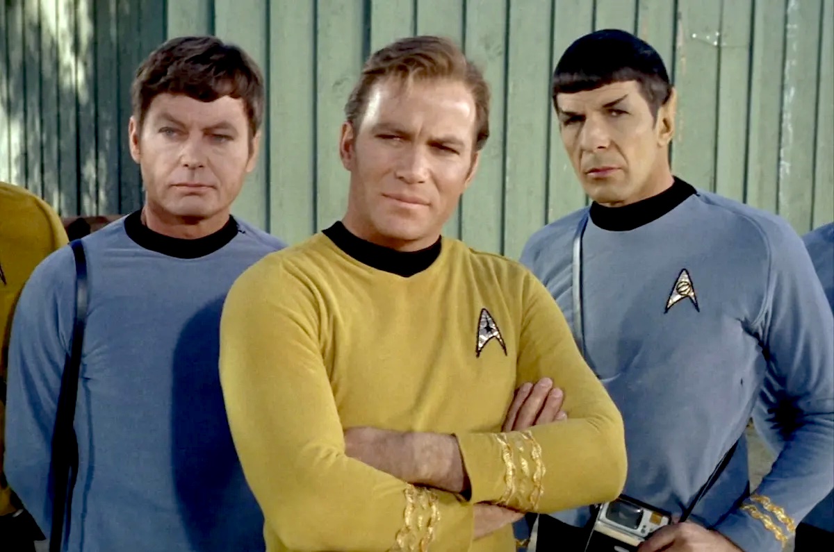 William Shatner, Leonard Nimoy, and Deforest Kelley in 'Star Trek: The Original Series'.