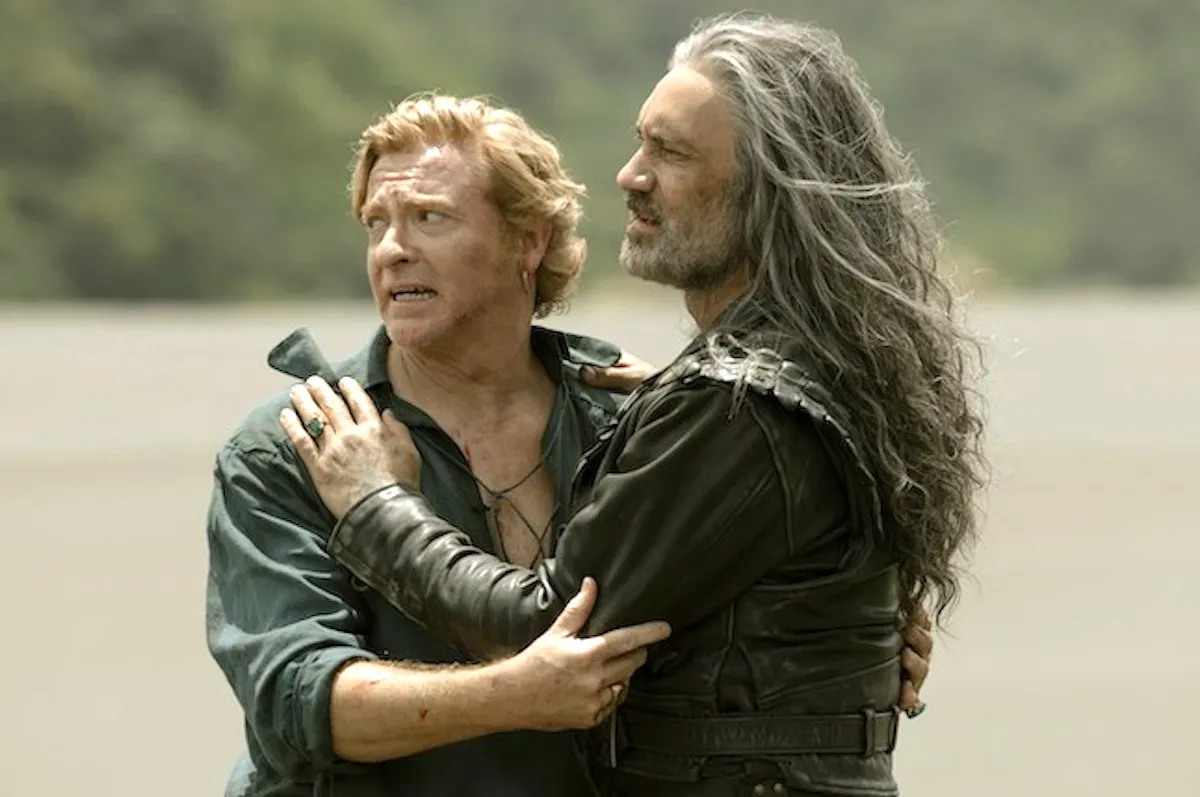 Rhys Darby as Stede Bonnet embraces Taika Waititi as Blackbeard in 'Our Flag Means Death'