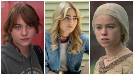 Headshots of Emilia Jones from 'CODA', Meg Donnelly from 'The Winchesters', and Milly Alcock from 'House of the Dragon'.