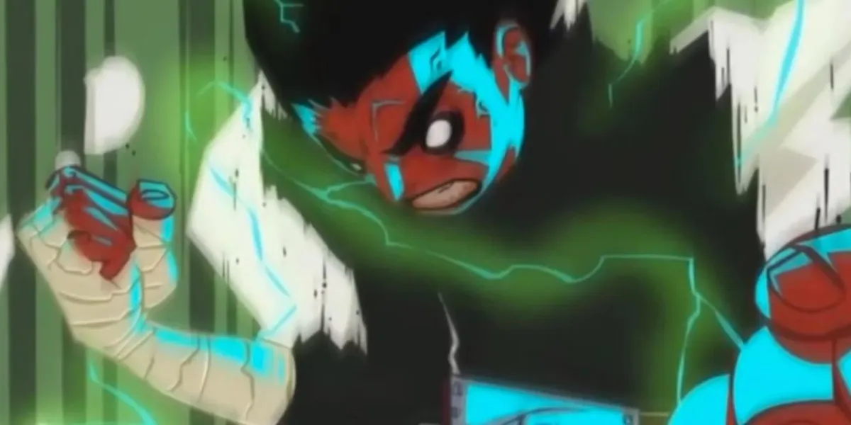 Rock Lee crackles with green lightning in "Naruto"